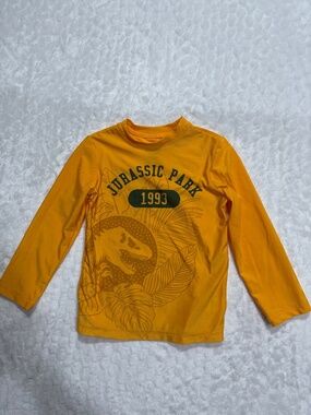 Jurassic Park long-sleeve rashguard swim shirt in yellow boys size 5T